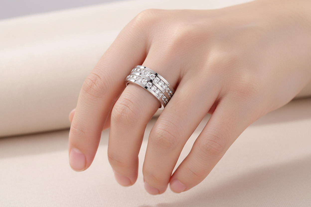 Layla Double Row Eternity Ring - Silver