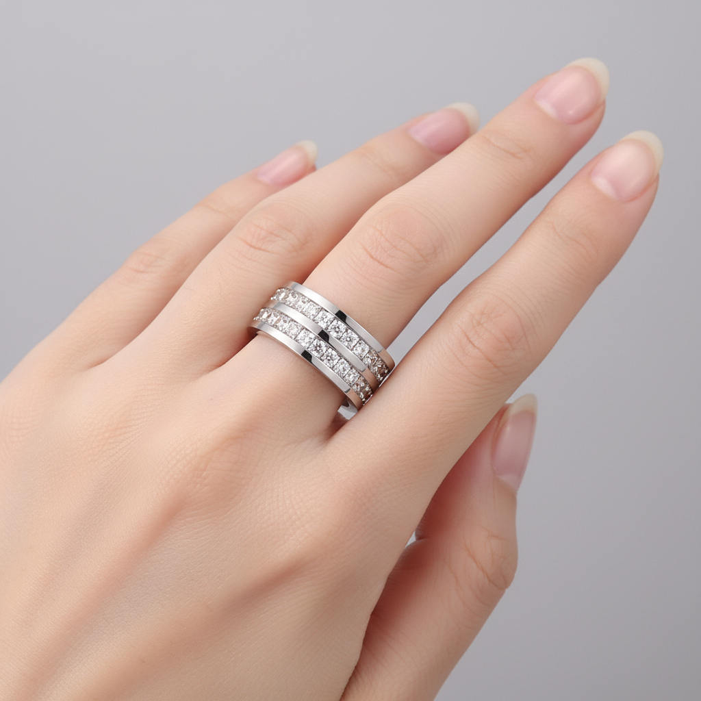 Layla Double Row Eternity Ring - Silver