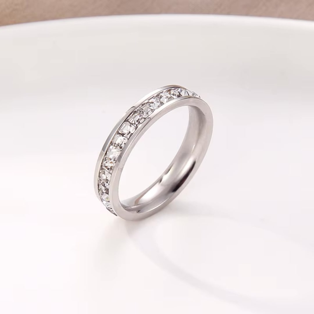 Layla Princess Cut Eternity Band - Silver