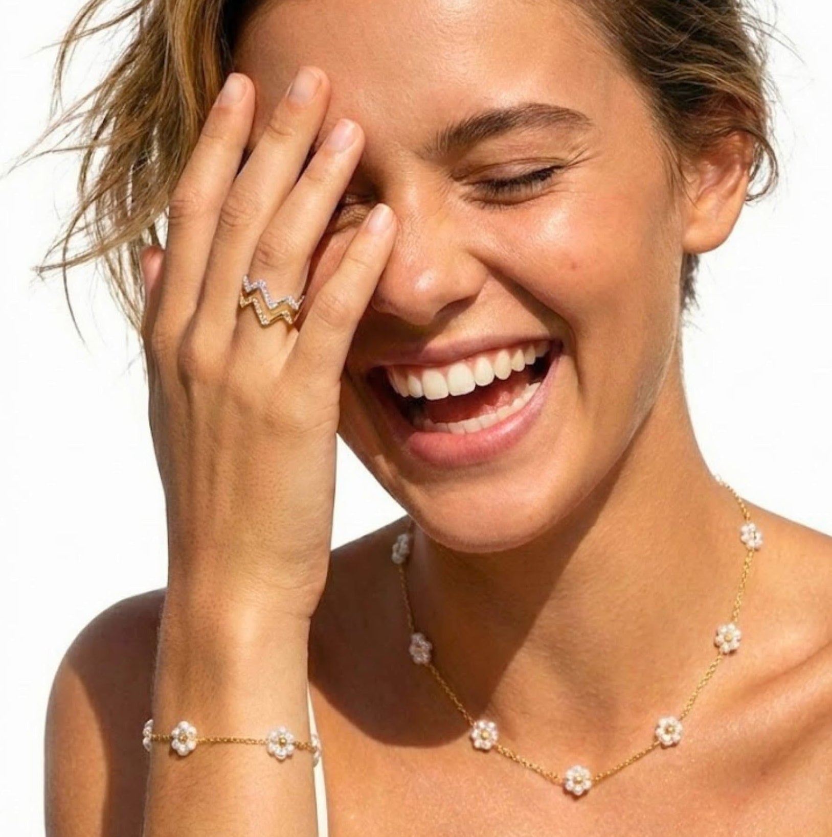 Talia Pearl Flower Necklace & Bracelet
