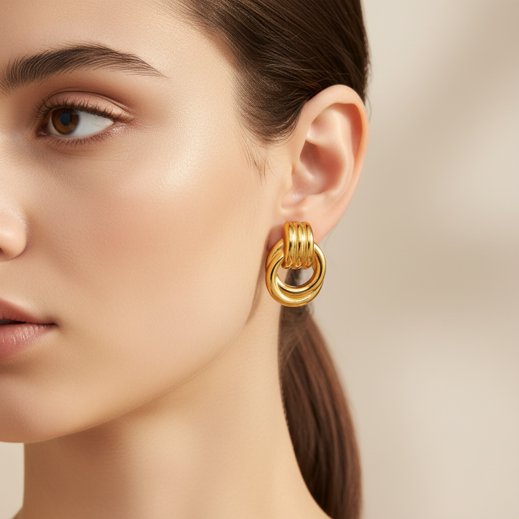 Aura Gold Knotted Stud