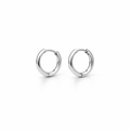 Pair of silver hoop earrings on a white background