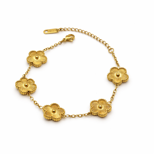 Aura 5 Motif Gold Flower Bracelet
