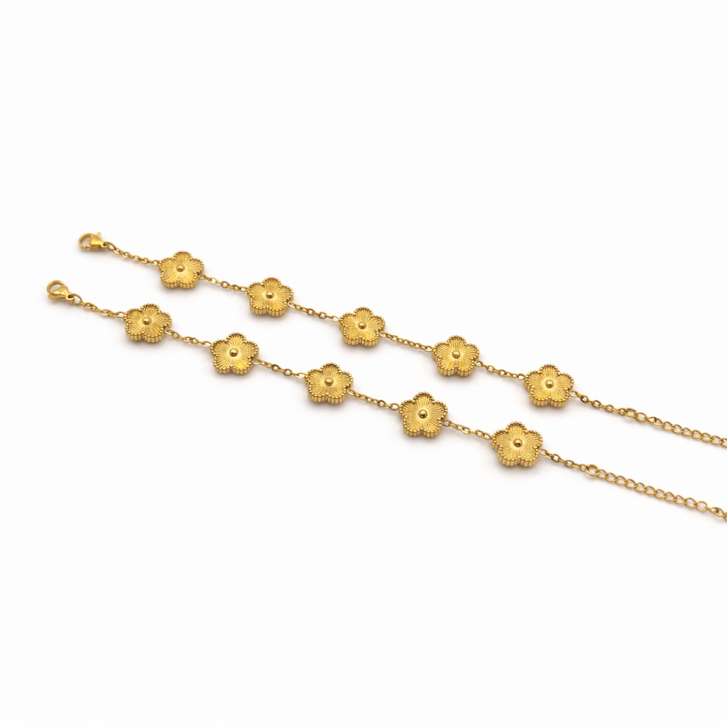 Aura 5 Motif Gold Flower Bracelet