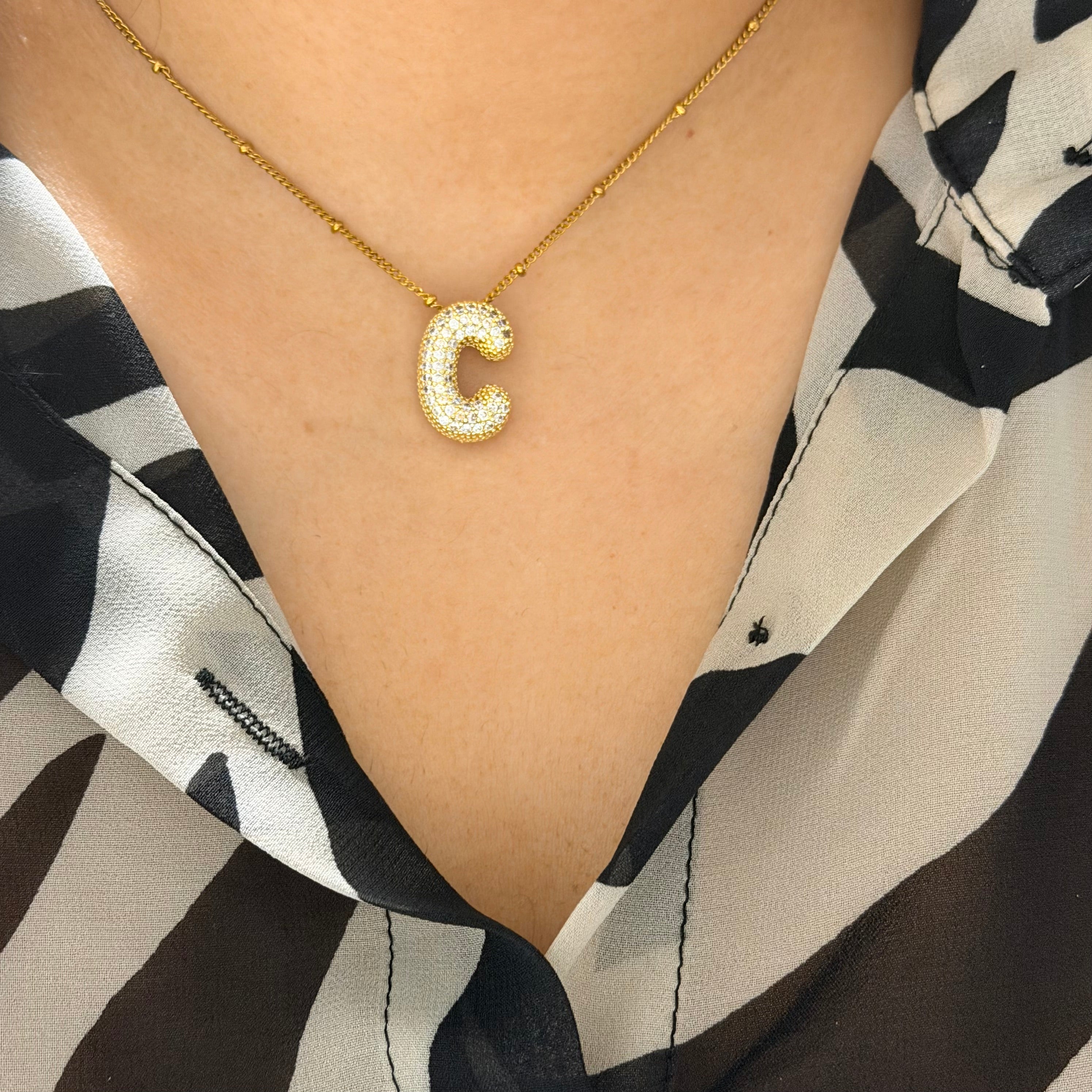 Layla Paved Initial Necklace