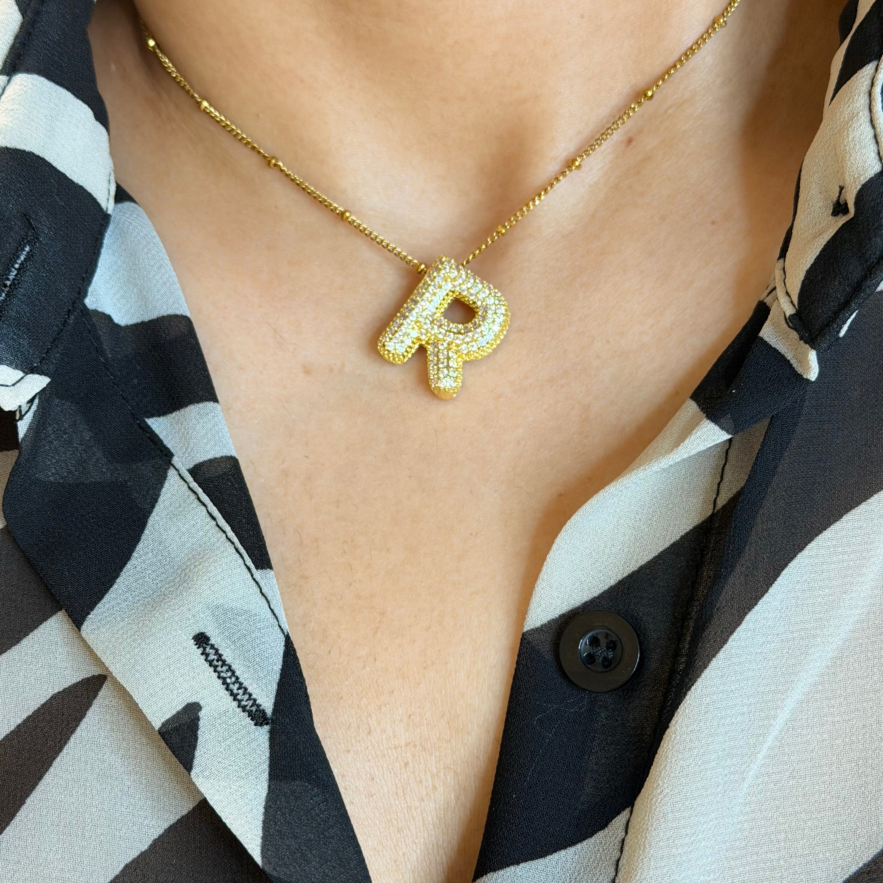 Layla Paved Initial Necklace