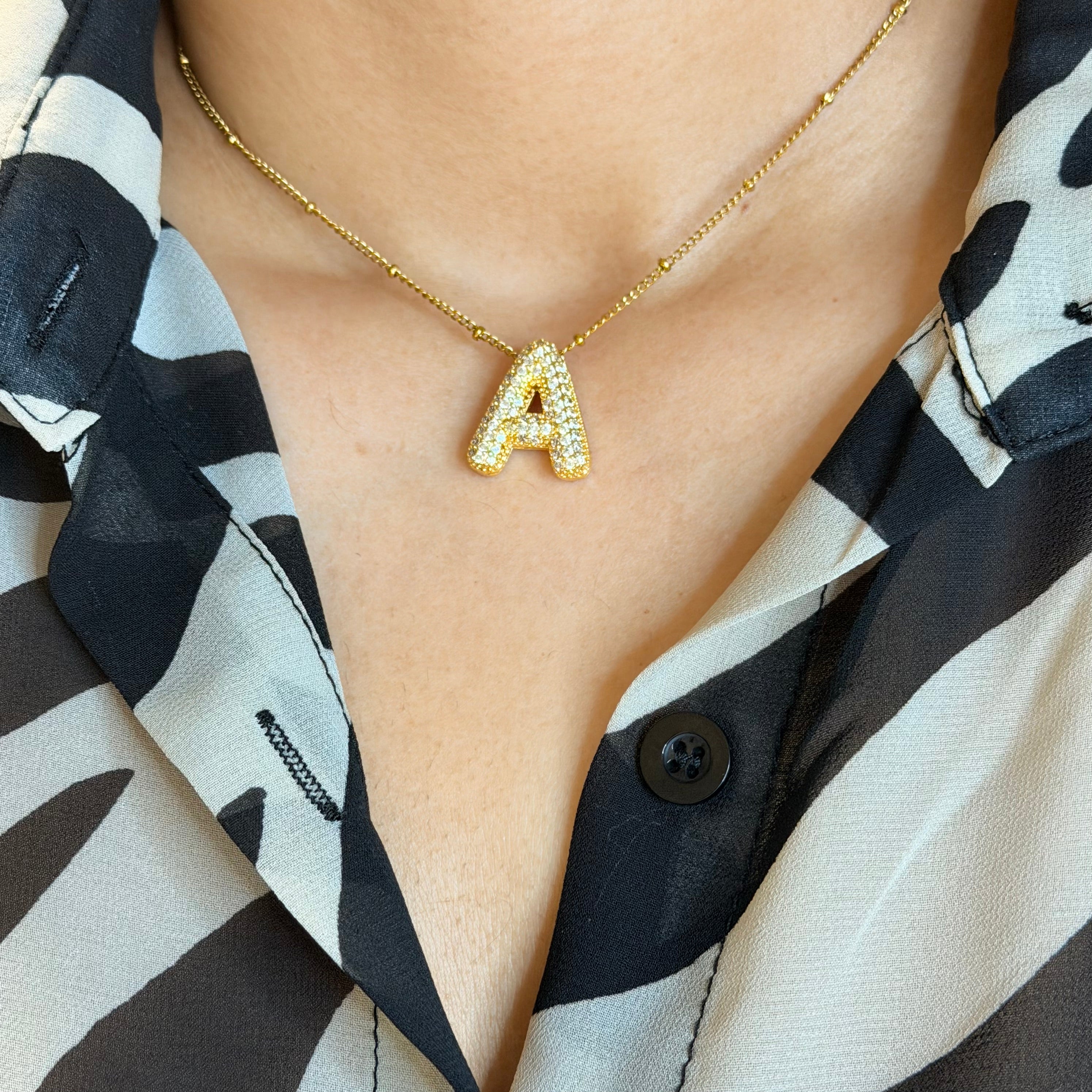 Layla Paved Initial Necklace
