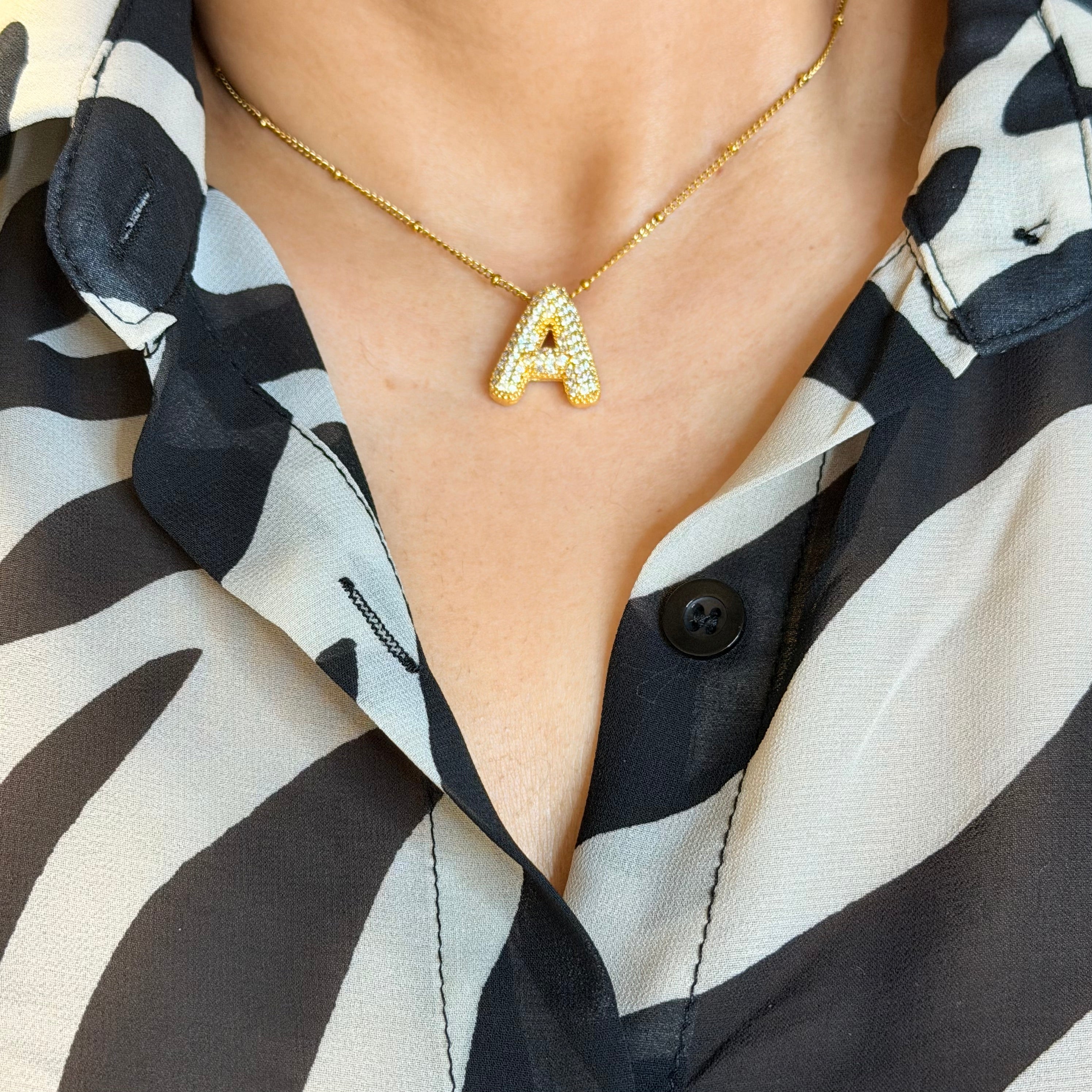Layla Paved Initial Necklace