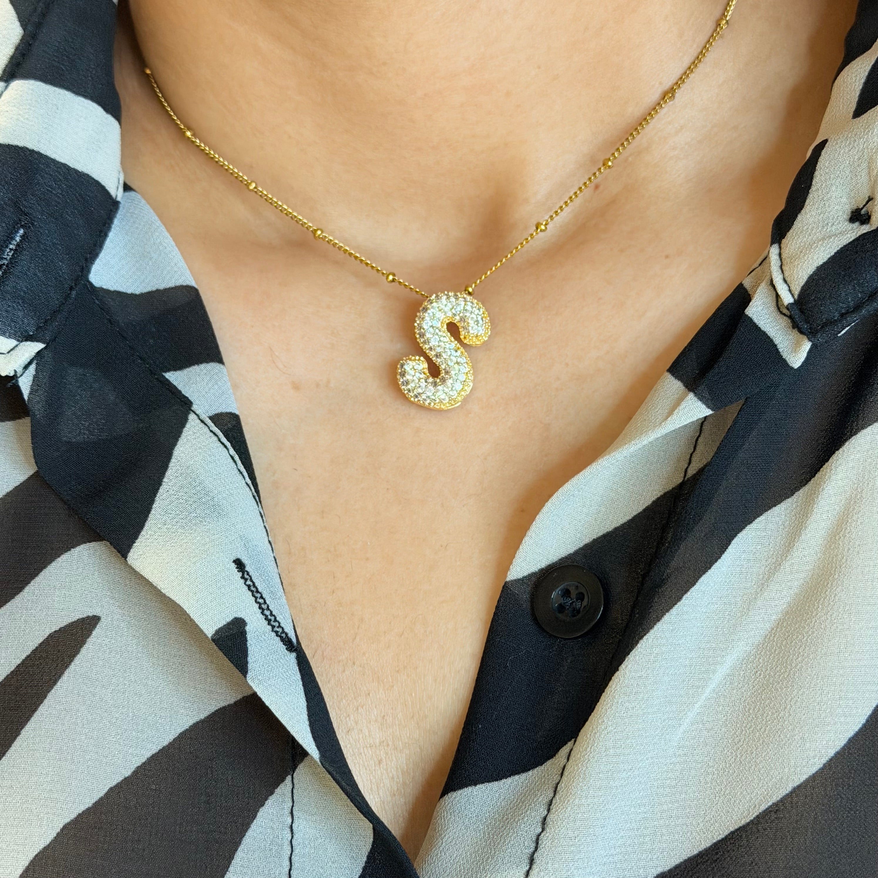 Layla Paved Initial Necklace