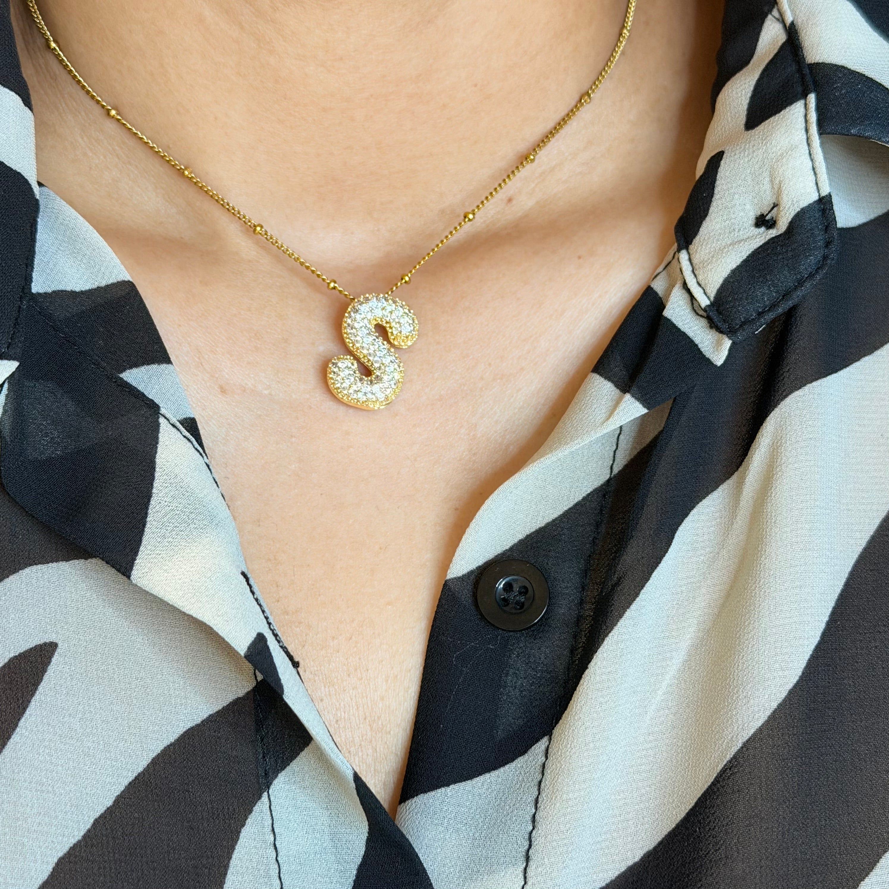 Layla Paved Initial Necklace