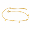 Gold anklet with diamond shape tassels 