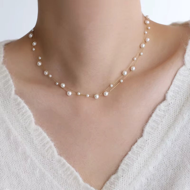 Talia Layered Pearl Necklace - Diyaana