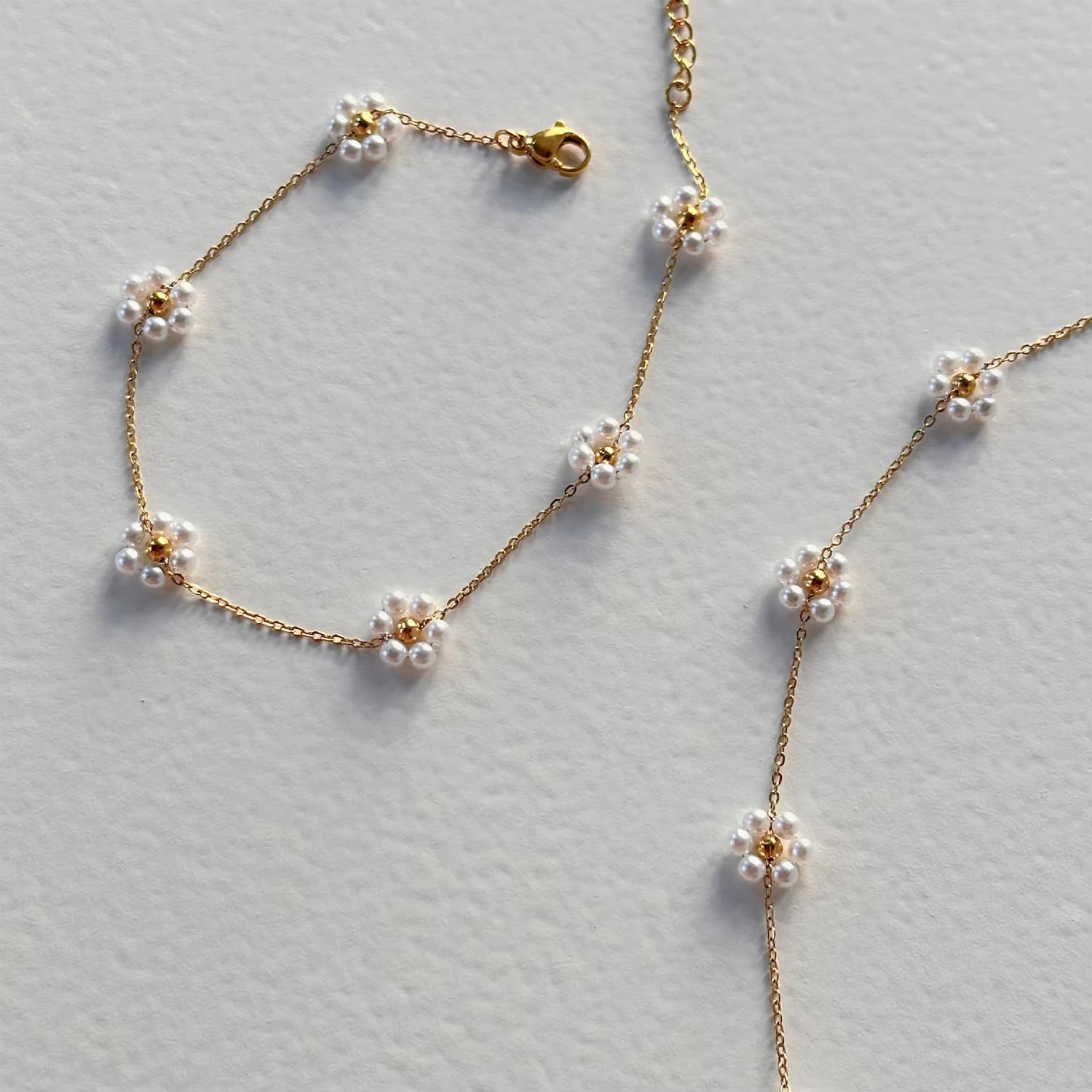 Talia Pearl Flower Necklace & Bracelet