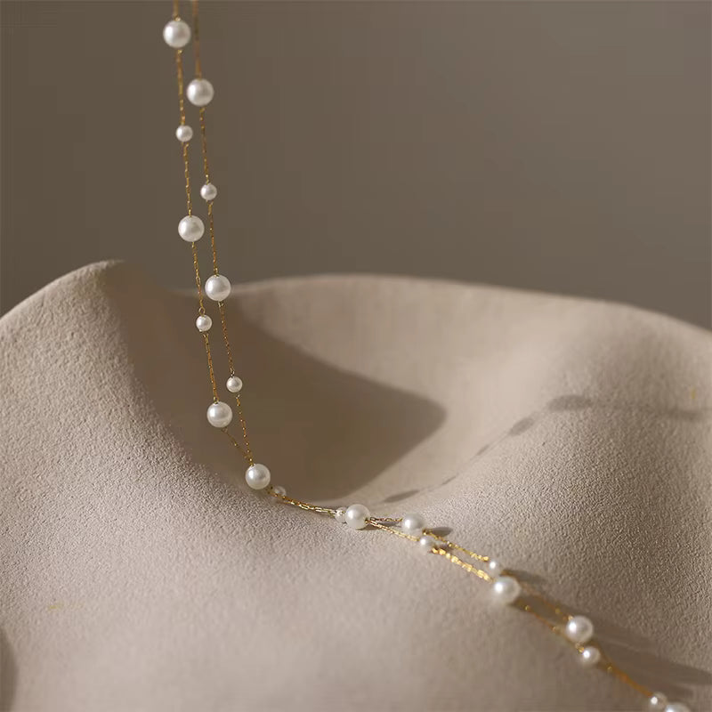 Talia Layered Pearl Necklace - Diyaana