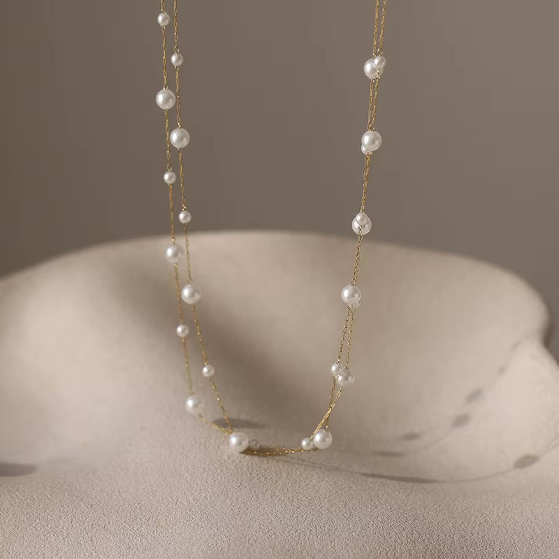 Talia Layered Pearl Necklace - Diyaana