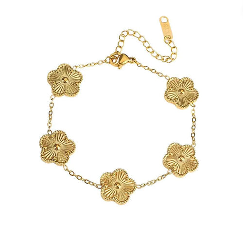 Aura 5 Motif Gold Flower Bracelet - Diyaana